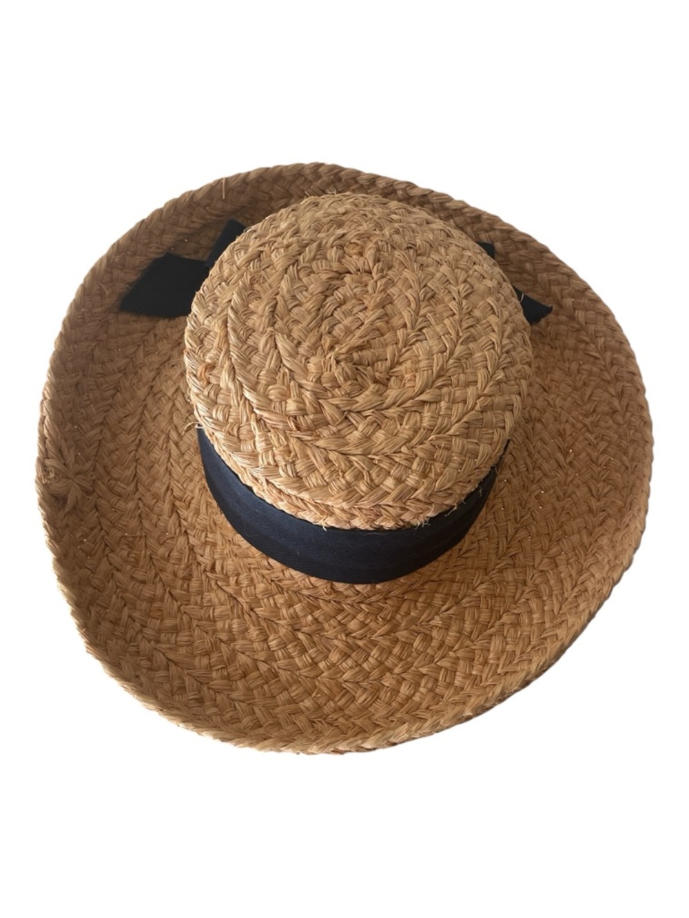 Helen Kaminski Raffia Hat Wide Ribbon Accent